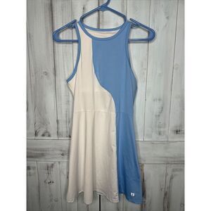 ELEVEN VENUS‎ WILLIAMS BLUE WHITE CRESCENT MOON HALTER TENNIS ACTIVE DRESS SMALL